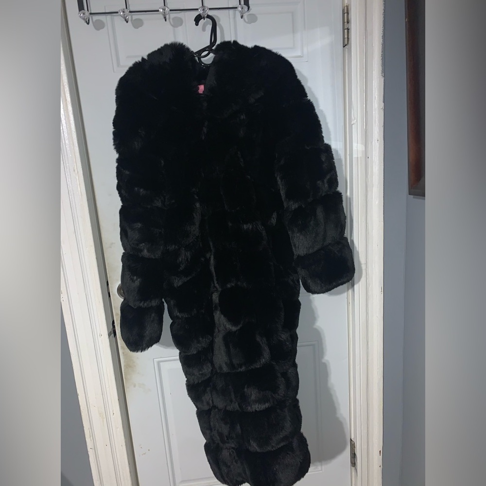 Faux fur trench coat